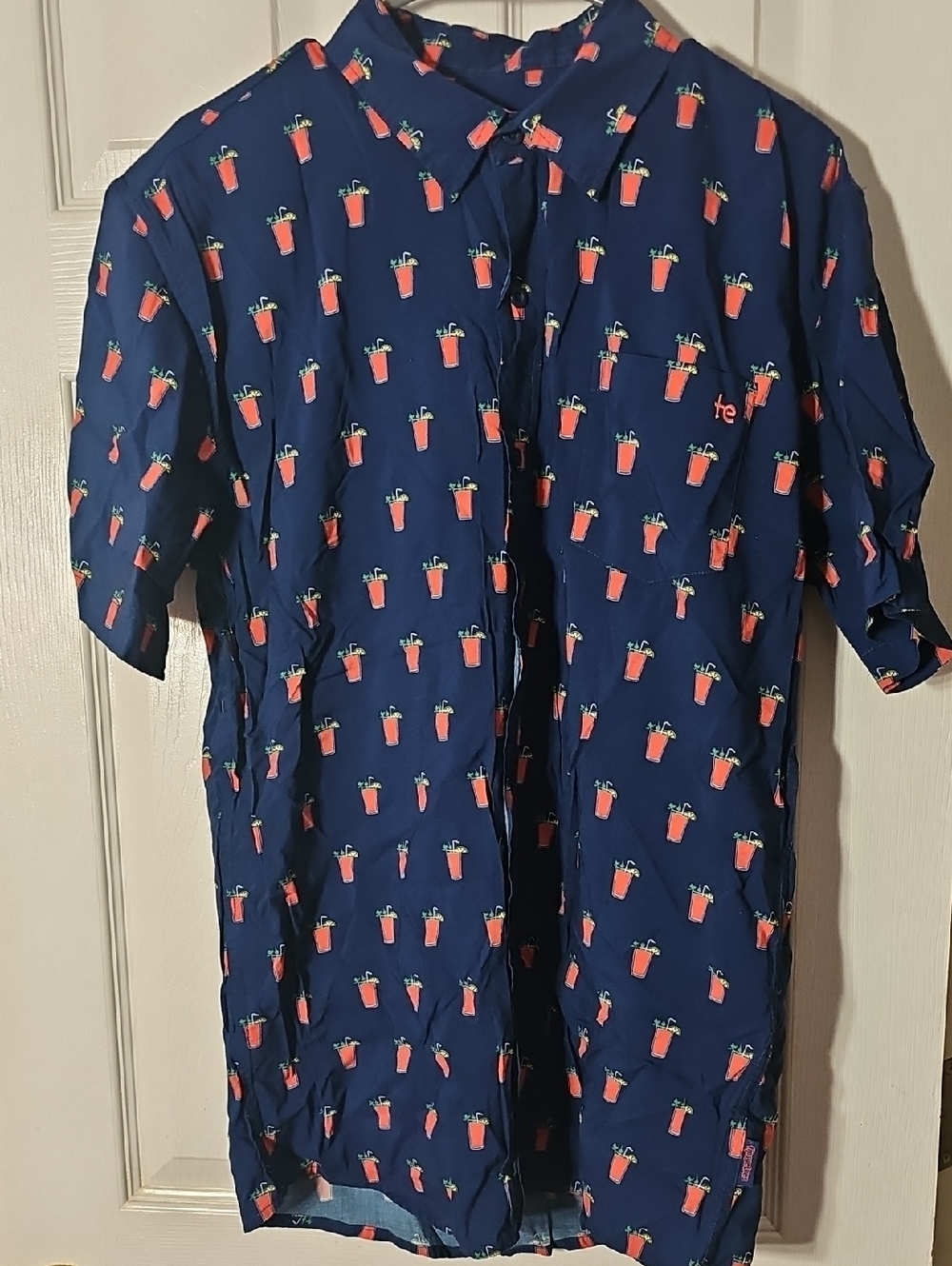 Tipsy Elves Mens Size XL  Blue Bloody Mary Drink Print Shirt